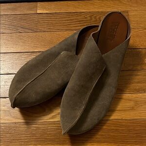 Brown suede handmade walk shoes, woman fits 8.5, made in Israel